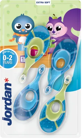 Jordan*  | Step 1 Baby Toothbrush | 0-2 Years, Soft Bristles, BPA Free | 4 Pack