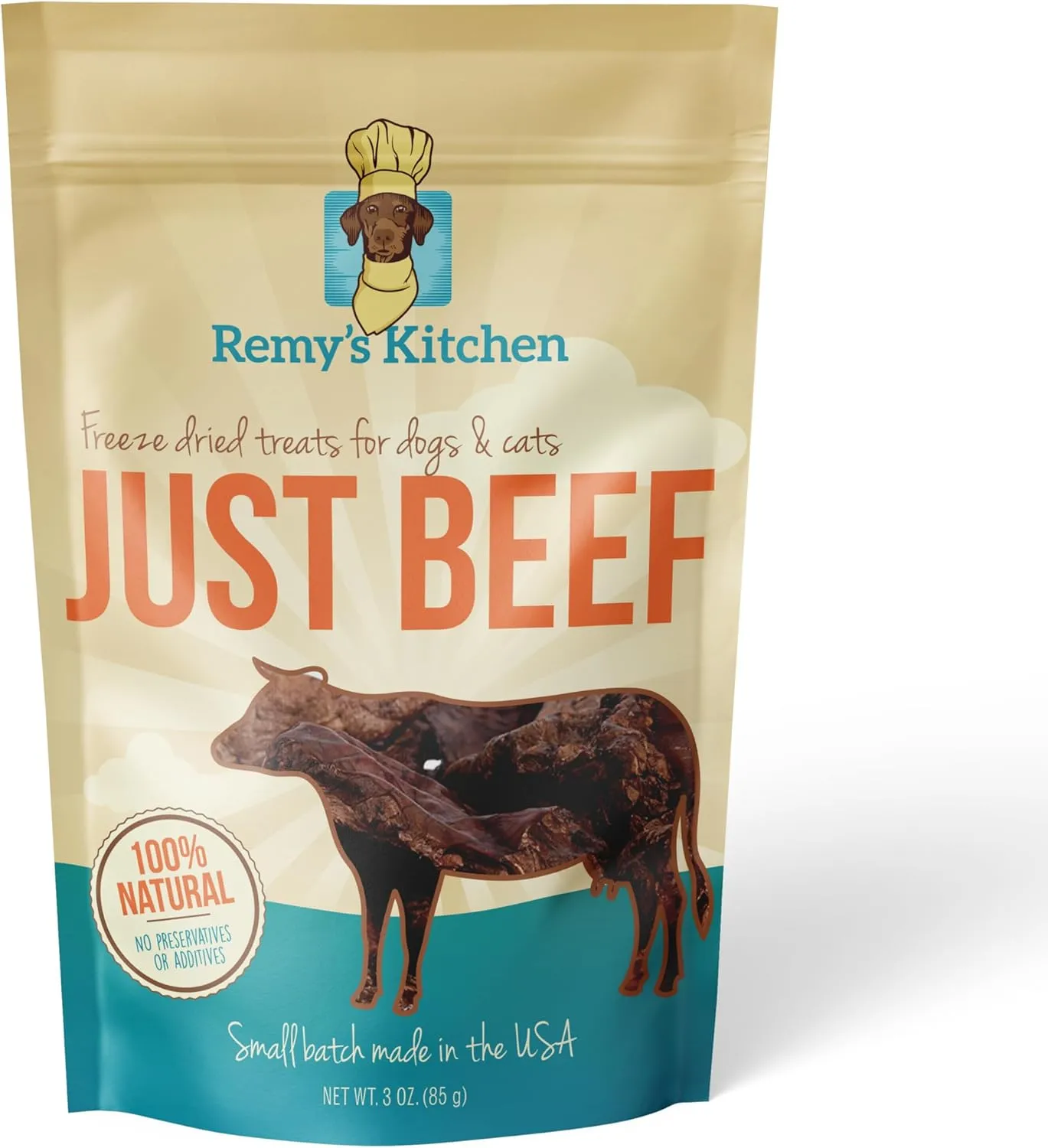 Just Beef Freeze Dried Dog Treats USA Sourced and Small Batch Made - Human-Grade, All Natural Single Ingredient Dog Treat Without Artificial Preservatives, Grain Free - 3 oz - 2-Pack