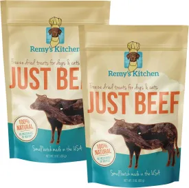 Just Beef Freeze Dried Dog Treats USA Sourced and Small Batch Made - Human-Grade, All Natural Single Ingredient Dog Treat Without Artificial Preservatives, Grain Free - 3 oz - 2-Pack