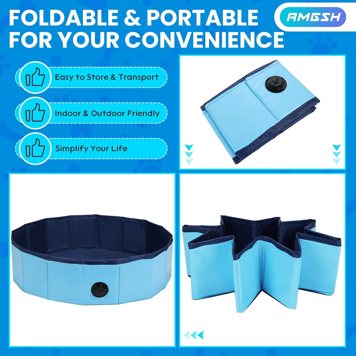 Large Dog Whelping Box, 47.2 Dia.  11.8H Foldable Birthing Pool for Dogs, Puppies, Poartable Plastic Swimming Pool & Bath Tub for Dogs, 120cm  30cm