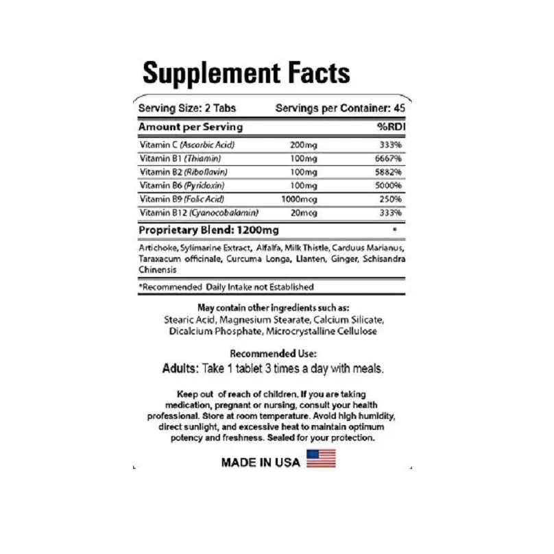 Liver Support - Nutrients for a Healthy Liver - 90 Tablets - 100% Natural Dietary Supplement
