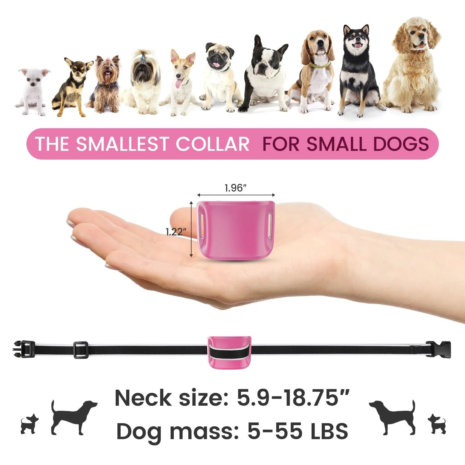 MASBRILL Multifunctional Small Dog Bark Collar-DC651