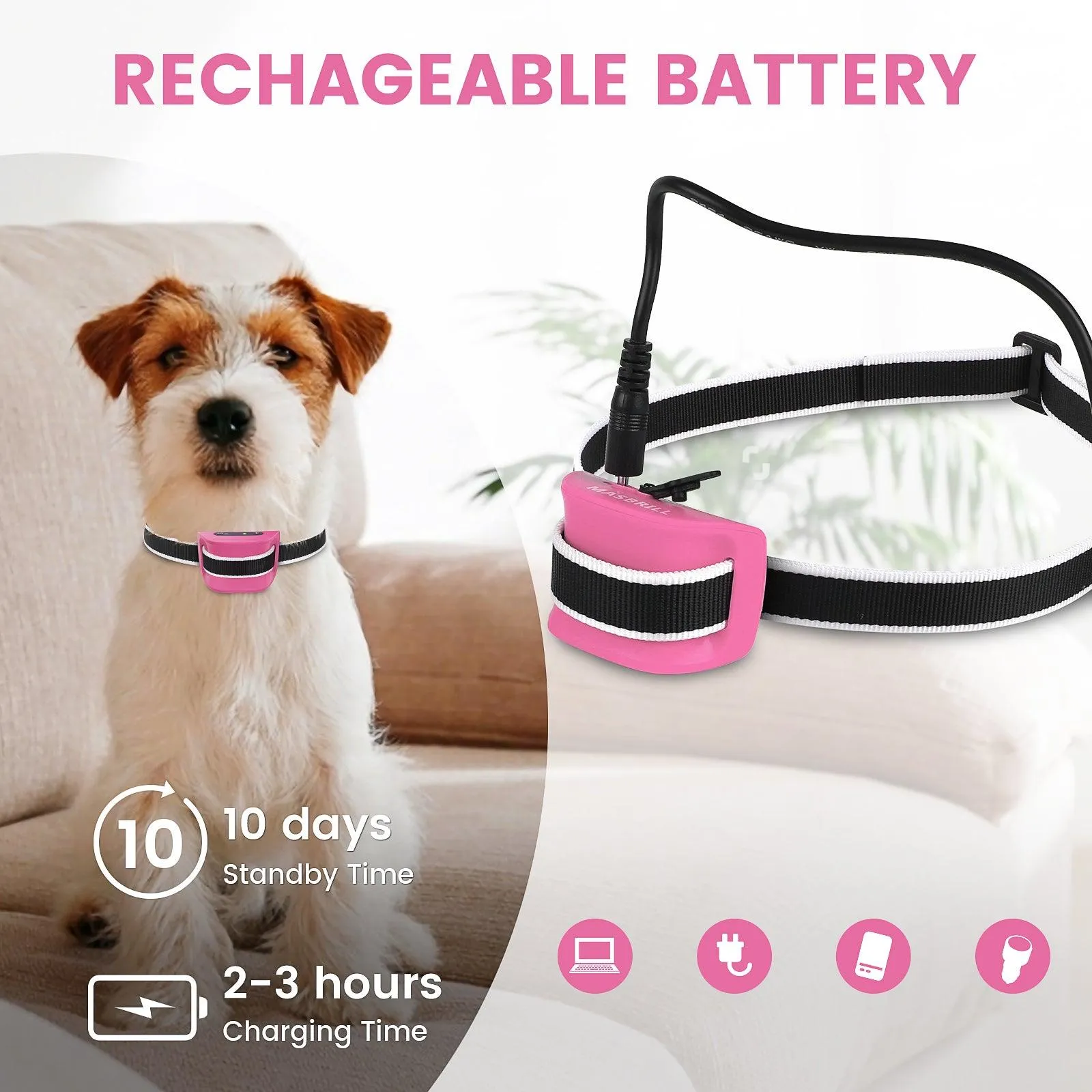 MASBRILL Multifunctional Small Dog Bark Collar-DC651