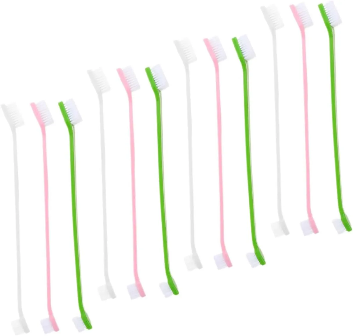Mipcase 12pcs Dual- Dog Toothbrush for Oral Cleaning Ergonomic Non- Handle Soft Bristles for Comfortable Pet Teeth Brushing Essential Pet Supplies for Dogs