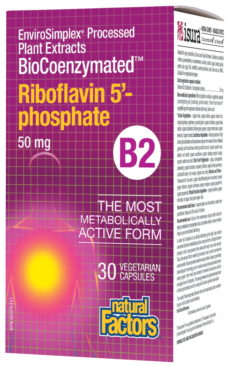 Natural Factors BioCoenzymated Riboflavin 5 Phosphate 50 mg (30 VCaps)