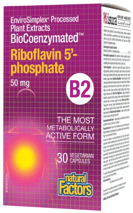 Natural Factors BioCoenzymated Riboflavin 5 Phosphate 50 mg (30 VCaps)