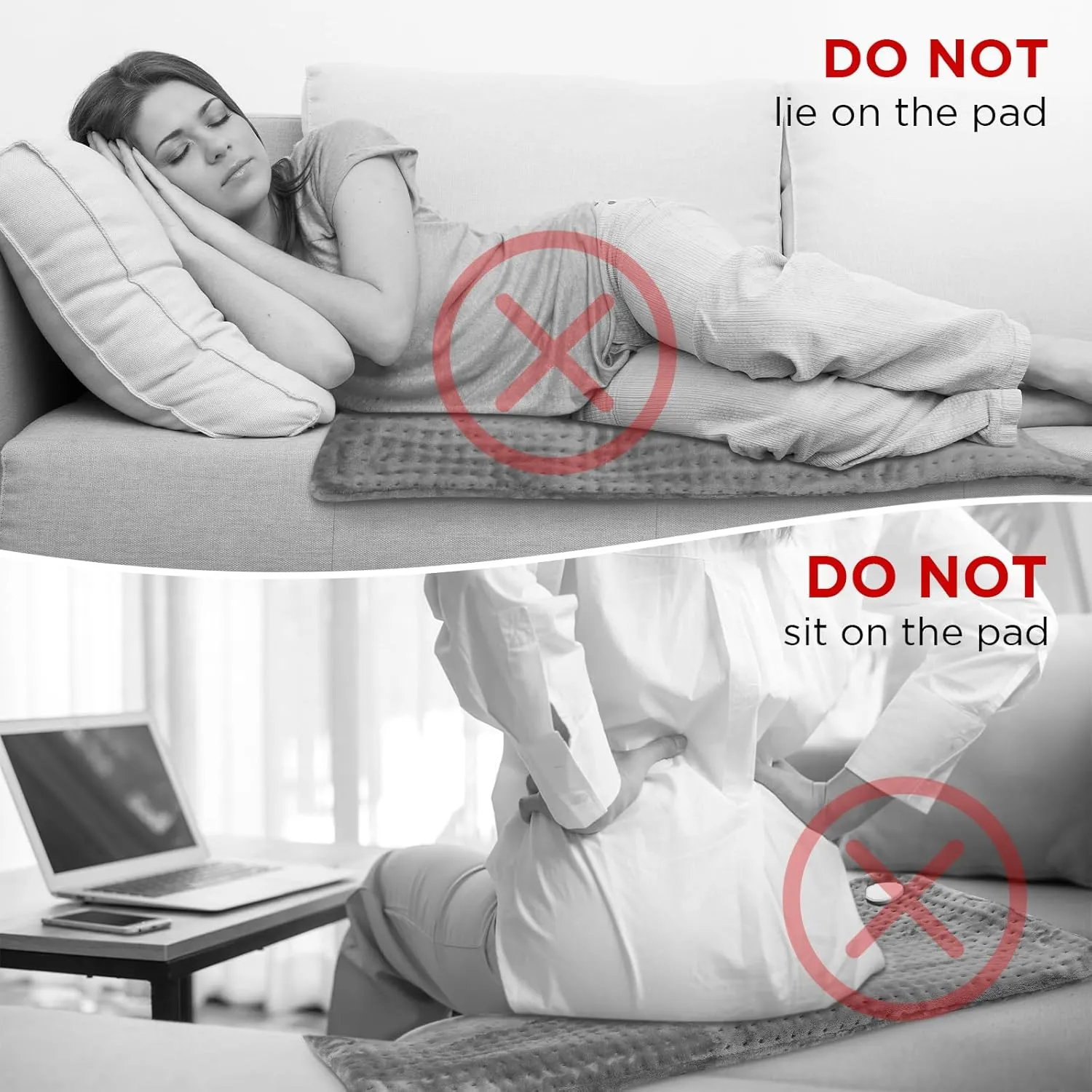 NOWWISH Heating Pad for Back Pain & Cramps Relief, Moist Heat Pad for Neck & Shoulder, Auto Shut Off, Machine Washable, Gifts for Women, 17"x33" Gray