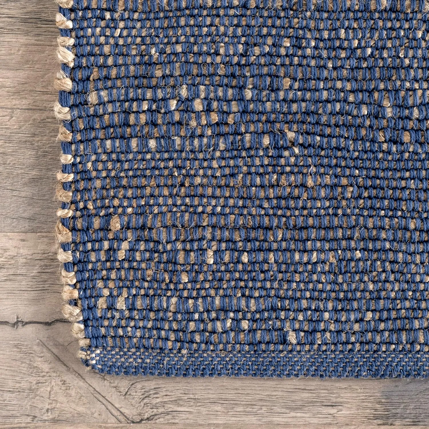 nuLOOM 2x8 Elfriede Jute & Cotton Hand Woven Area Rug, Blue, Solid Rustic Farmhouse Style, Weaved Design, Natural Fiber, For Bedroom, Living Room, Dining Room, Hallway, Office, Entryway
