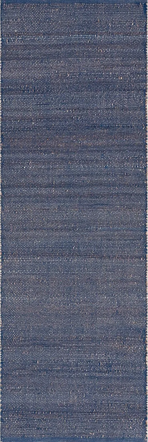 nuLOOM 2x8 Elfriede Jute & Cotton Hand Woven Area Rug, Blue, Solid Rustic Farmhouse Style, Weaved Design, Natural Fiber, For Bedroom, Living Room, Dining Room, Hallway, Office, Entryway