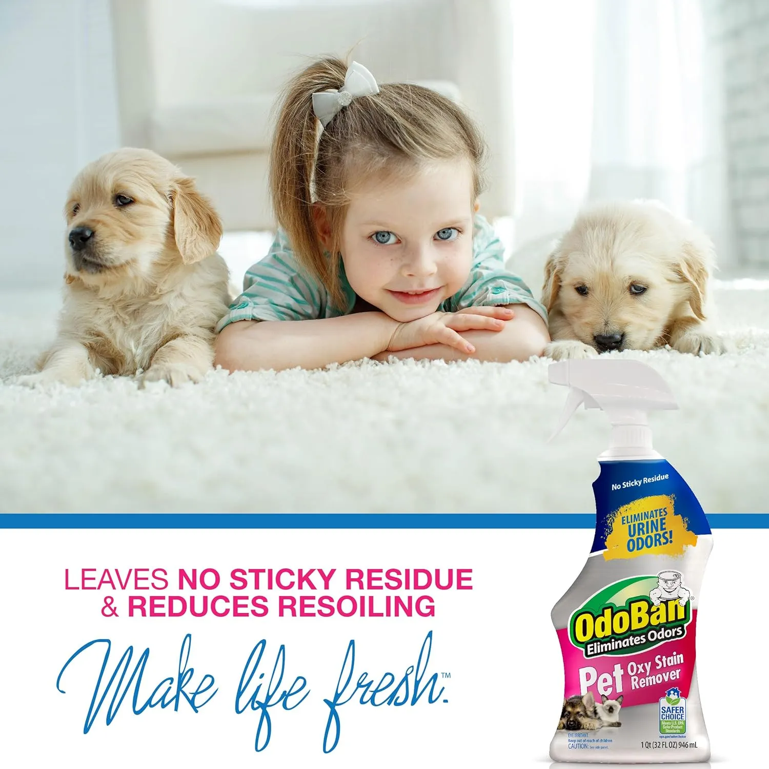 OdoBan Pet Solutions Oxy Stain Remover, Pet Stain Eliminator, 6-Pack, 32 Ounce Spray Each