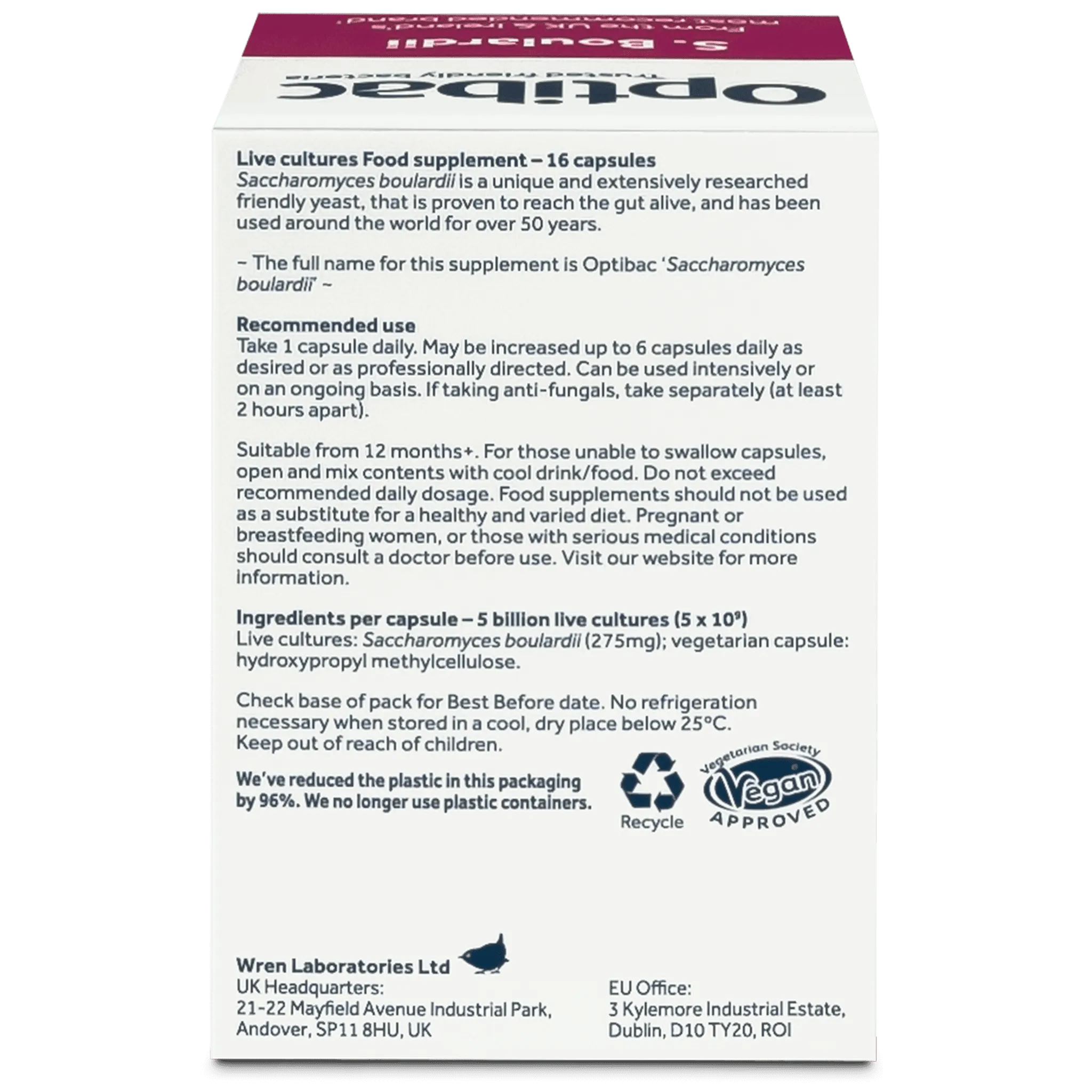 OptiBac Saccharomyces Boulardii 16 Capsules
