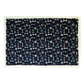 Pawpourri Printed Navy Bone, Paw and Woof Blanket for Dogs and Cats