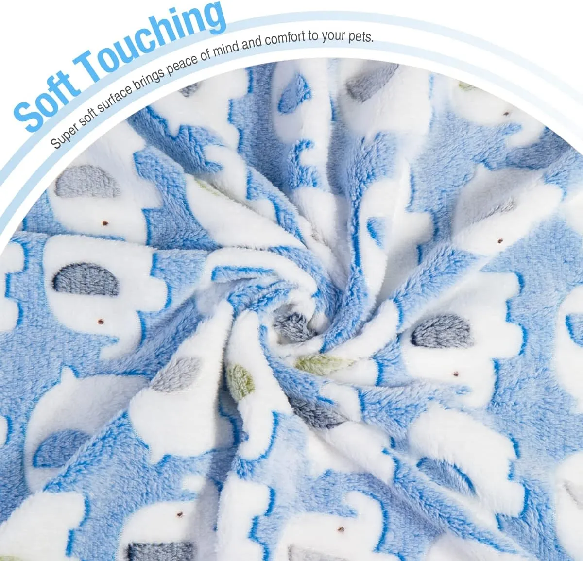 Pet Soft 1 Pack 3 Pet Blankets for Dogs - Fluffy Cats Dogs Blanket for Small Medium & Large Dog, Cute Print Pet Throw Puppy Blankets Fleece (Elephant, 3XL)
