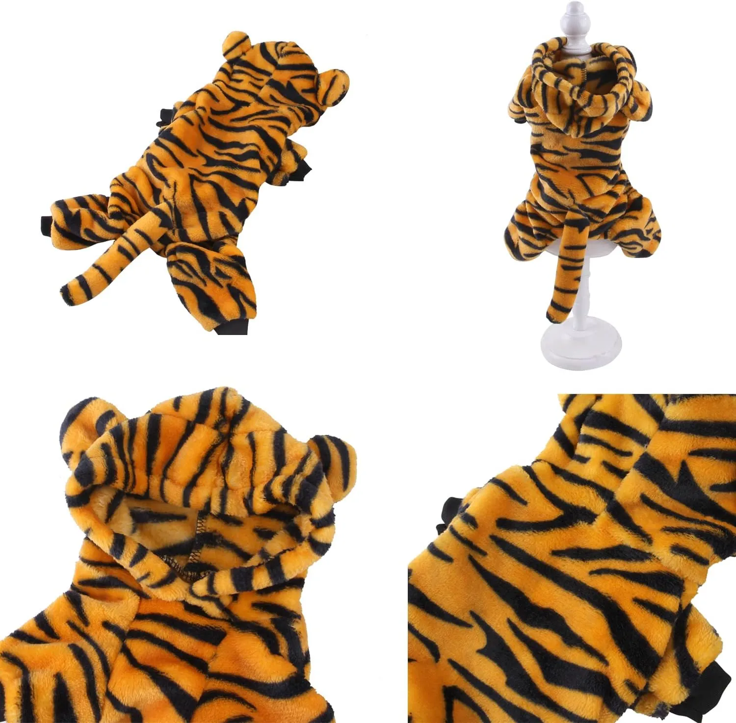 Pet Tiger Costume Hooded for Small Dogs and Cats (Meddle)