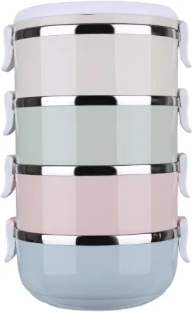 Pets Travel Bowl,4 Tiers Portable Stainless Steel Travel Lunch Bowls Set for Pet