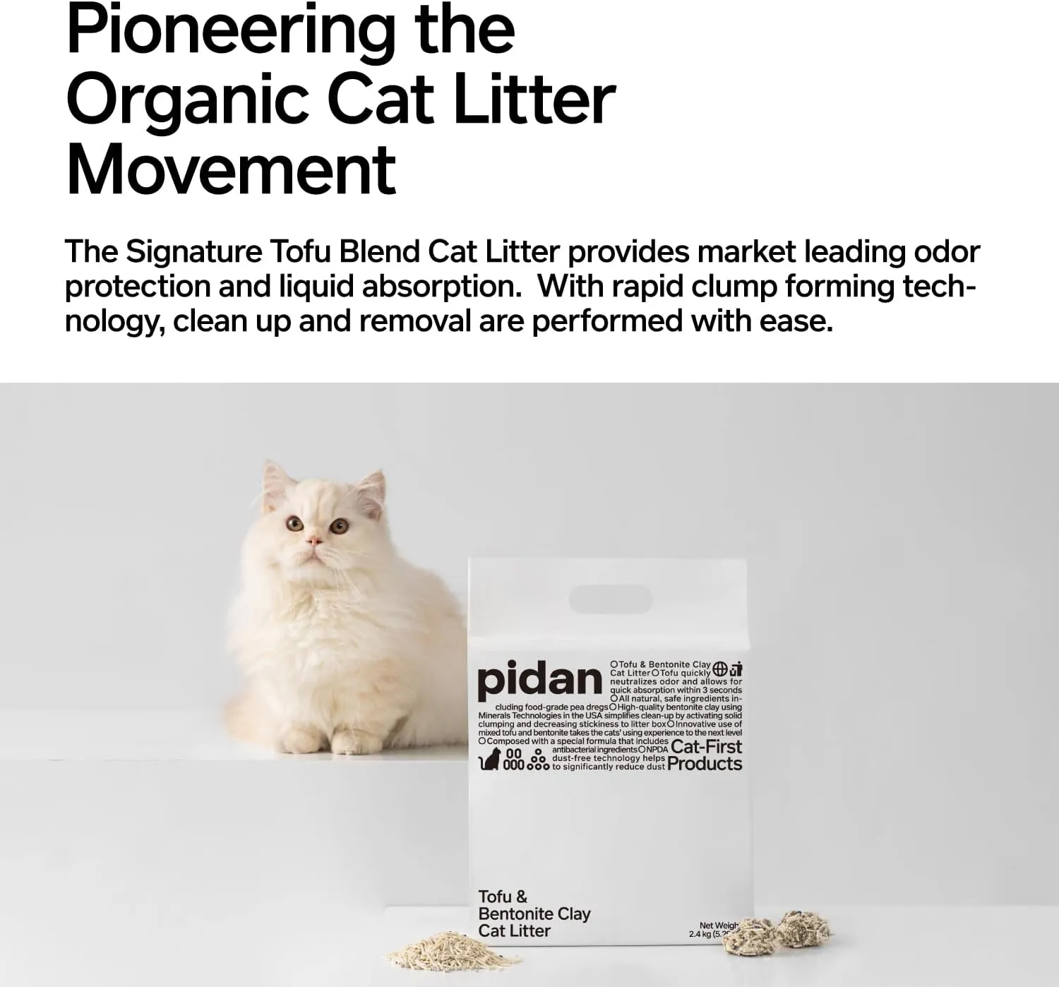 pidan Mix Cat Litter,Tofu Cat Litter with Bentonite,Absorbent and Fast Drying,Flushable Tofu Litter,Selected Quality Pea Dregs,5-Fold Water Absorption,Strong Clumping (5.3lb1bag)