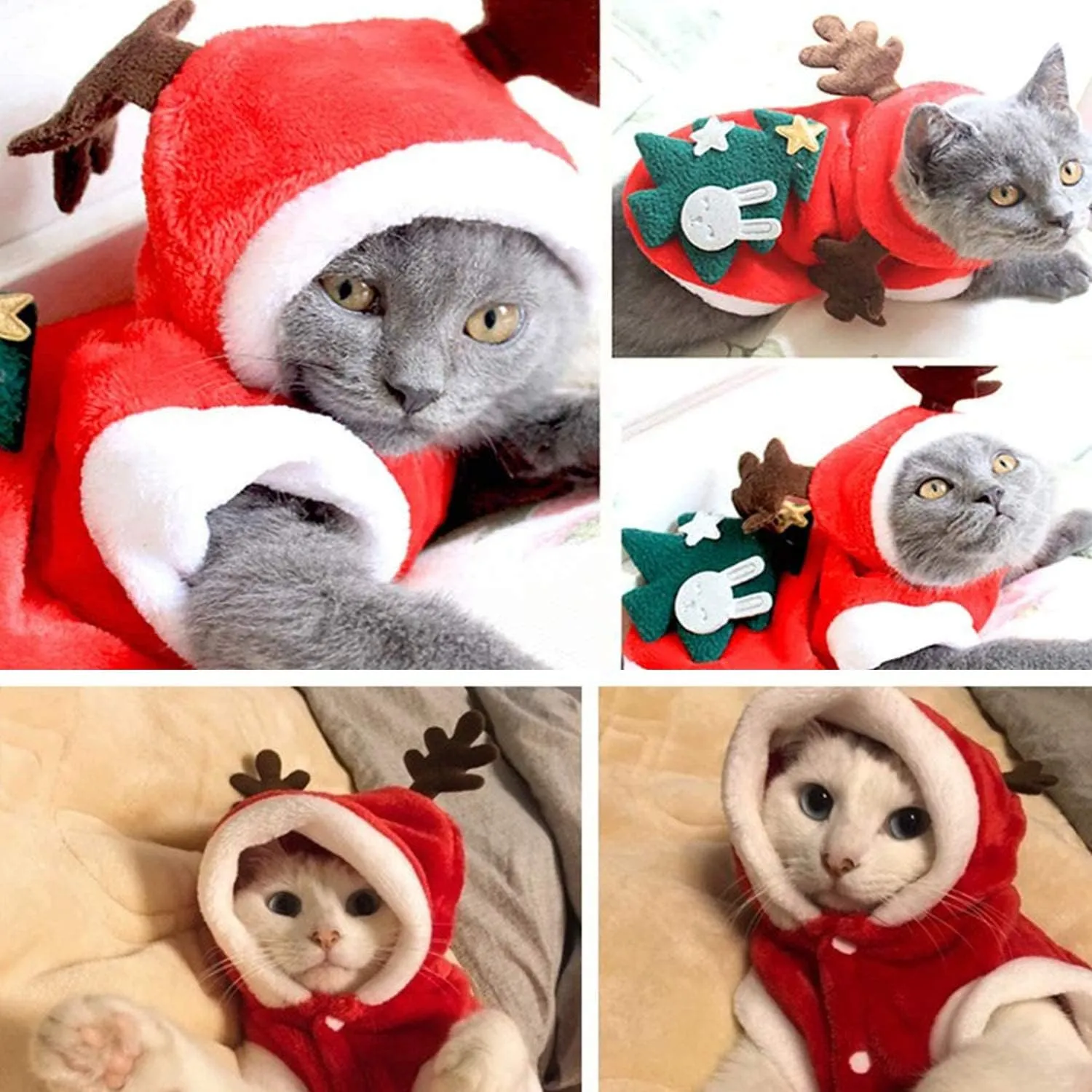 QETRABONE Small Dog Cat Elk Costume Christmas Pet Clothes Outfits Red Christmas Elk Scarf Cosplay Dressing up Xmas Clothing (XS)