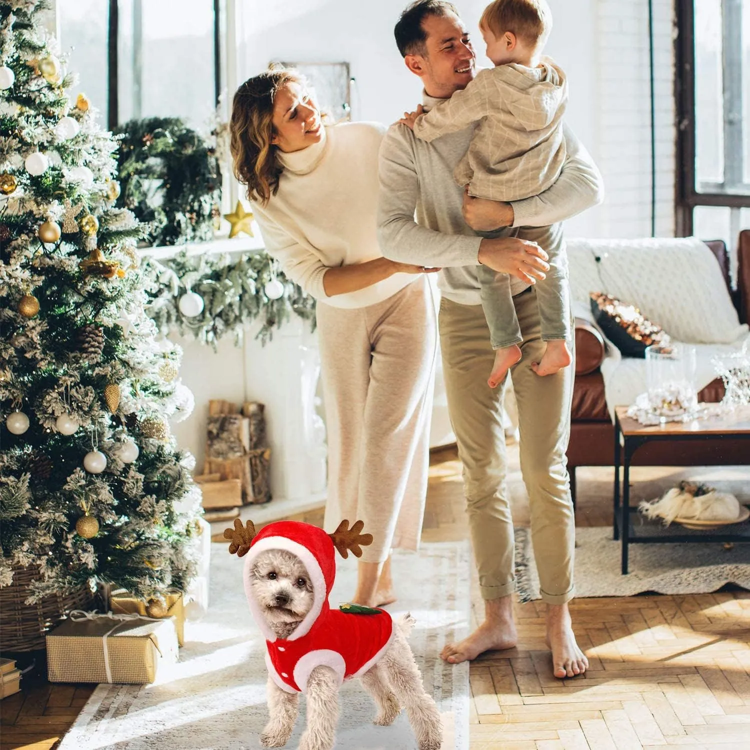 QETRABONE Small Dog Cat Elk Costume Christmas Pet Clothes Outfits Red Christmas Elk Scarf Cosplay Dressing up Xmas Clothing (XS)