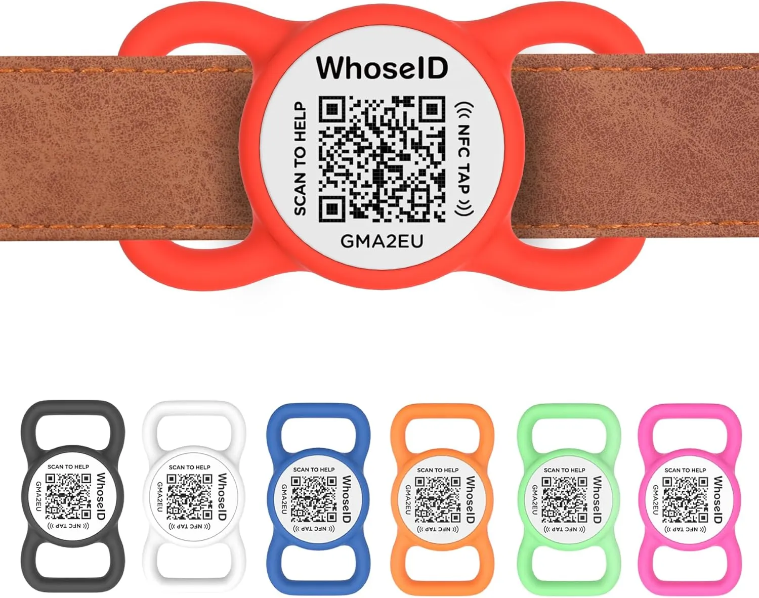 QR Code Dog Tag with NFC, Personalized Pet ID Tag, Silent Silicone Dog ID Tag, Modifiable Pet Online Profile, Multiple Emergency Contact, Scan QR Code Send GPS Location Email (Small, Red)