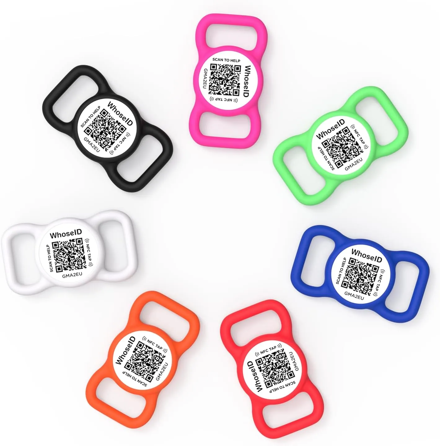 QR Code Dog Tag with NFC, Personalized Pet ID Tag, Silent Silicone Dog ID Tag, Modifiable Pet Online Profile, Multiple Emergency Contact, Scan QR Code Send GPS Location Email (Small, Red)