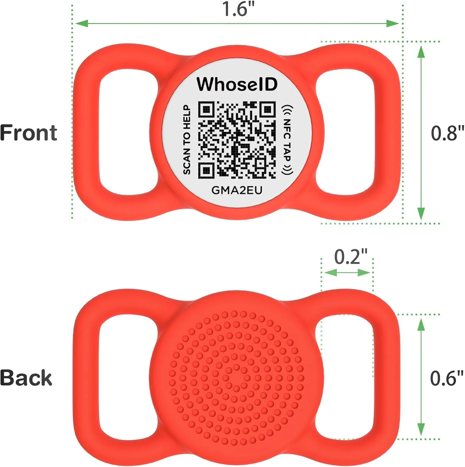 QR Code Dog Tag with NFC, Personalized Pet ID Tag, Silent Silicone Dog ID Tag, Modifiable Pet Online Profile, Multiple Emergency Contact, Scan QR Code Send GPS Location Email (Small, Red)