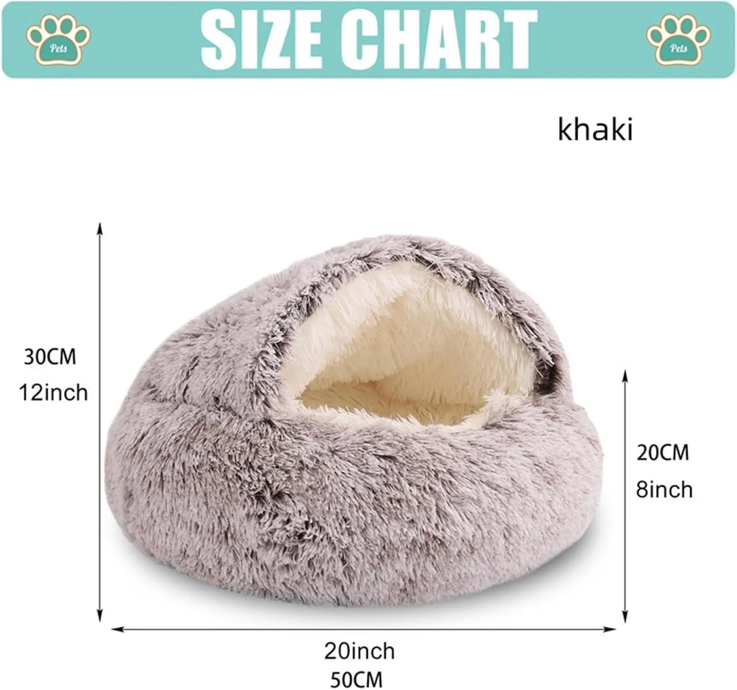 Removable and Washable Pet House,Heated Cat Bed,Cat Beds for Indoor Cats,Self Warming Dog Bed,Cat Bed,Pet Kennels. (M-Non Detachable/Brown)