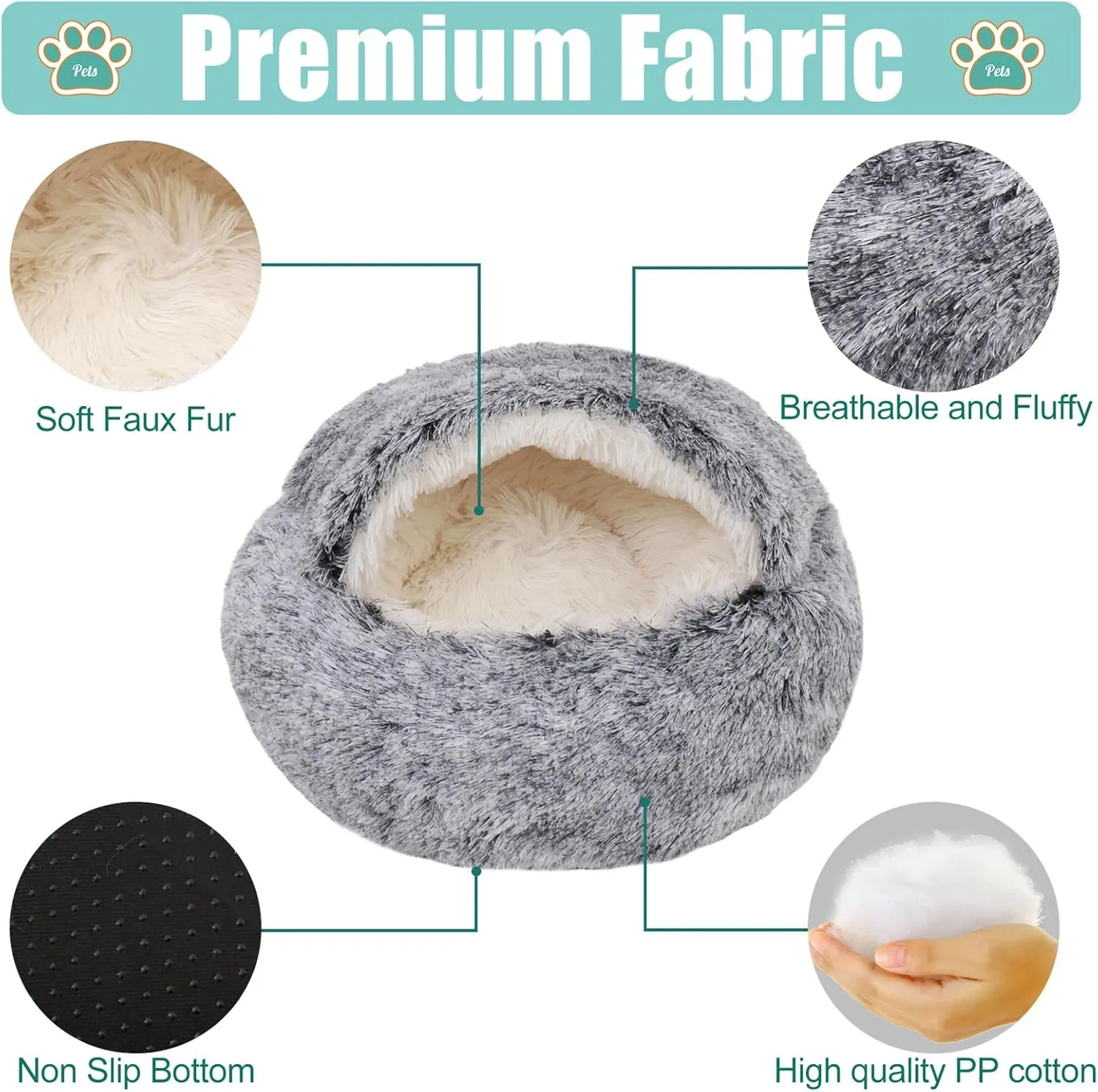 Removable and Washable Pet House,Heated Cat Bed,Cat Beds for Indoor Cats,Self Warming Dog Bed,Cat Bed,Pet Kennels. (M-Non Detachable/Brown)