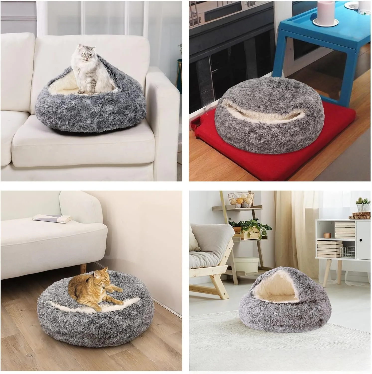 Removable and Washable Pet House,Heated Cat Bed,Cat Beds for Indoor Cats,Self Warming Dog Bed,Cat Bed,Pet Kennels. (M-Non Detachable/Brown)