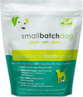 smallbatch Pets Freeze-Dried Premium Raw Food Diet for Dogs, Lamb Recipe, 14 oz, Made in The USA, Organic Produce, Humanely Raised Meat, Hydrate and Serve Patties, Single Source Protein, Healthy