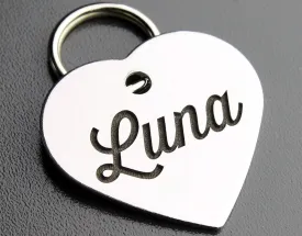 Stainless Steel Custom DEEP Engraved Pet ID Tags Personalized Front/Back Dog Tags for Dogs and Cats - Heart 1-1/8"x1-1/8 (2-Side Engraving)