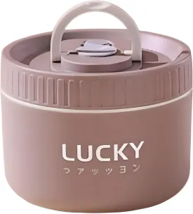 Stainless Steel Lunch Box, 3-Tier Insulated Bento Box Microwave Safe Soup Bowl for Adults, Thermal Food Container for Office Workers (Brown, 1pcs, 600ml)