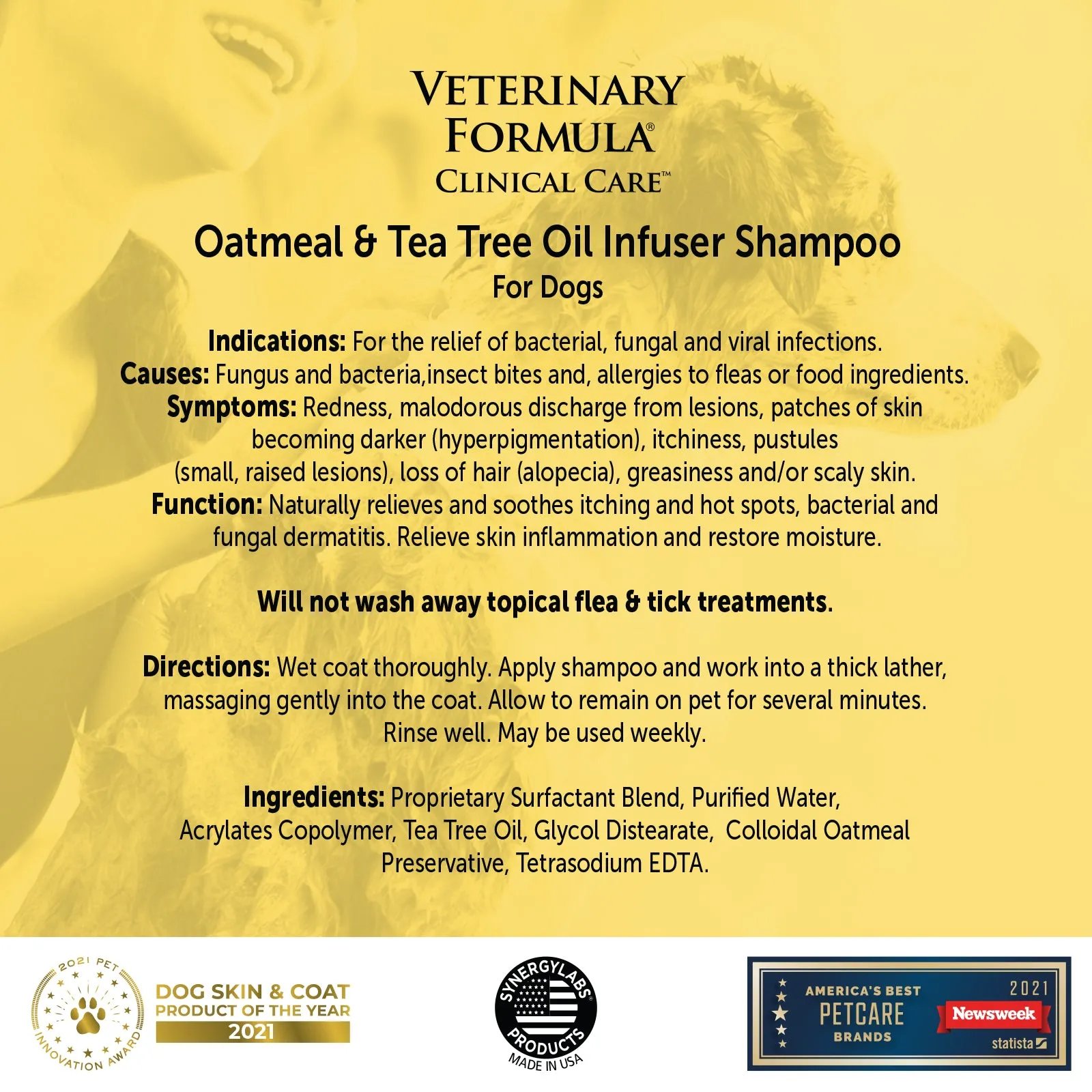 Synergy Veterinary Formula - Oatmeal & Tea Tree Oil Infuser Shampoo for Dogs 16 oz