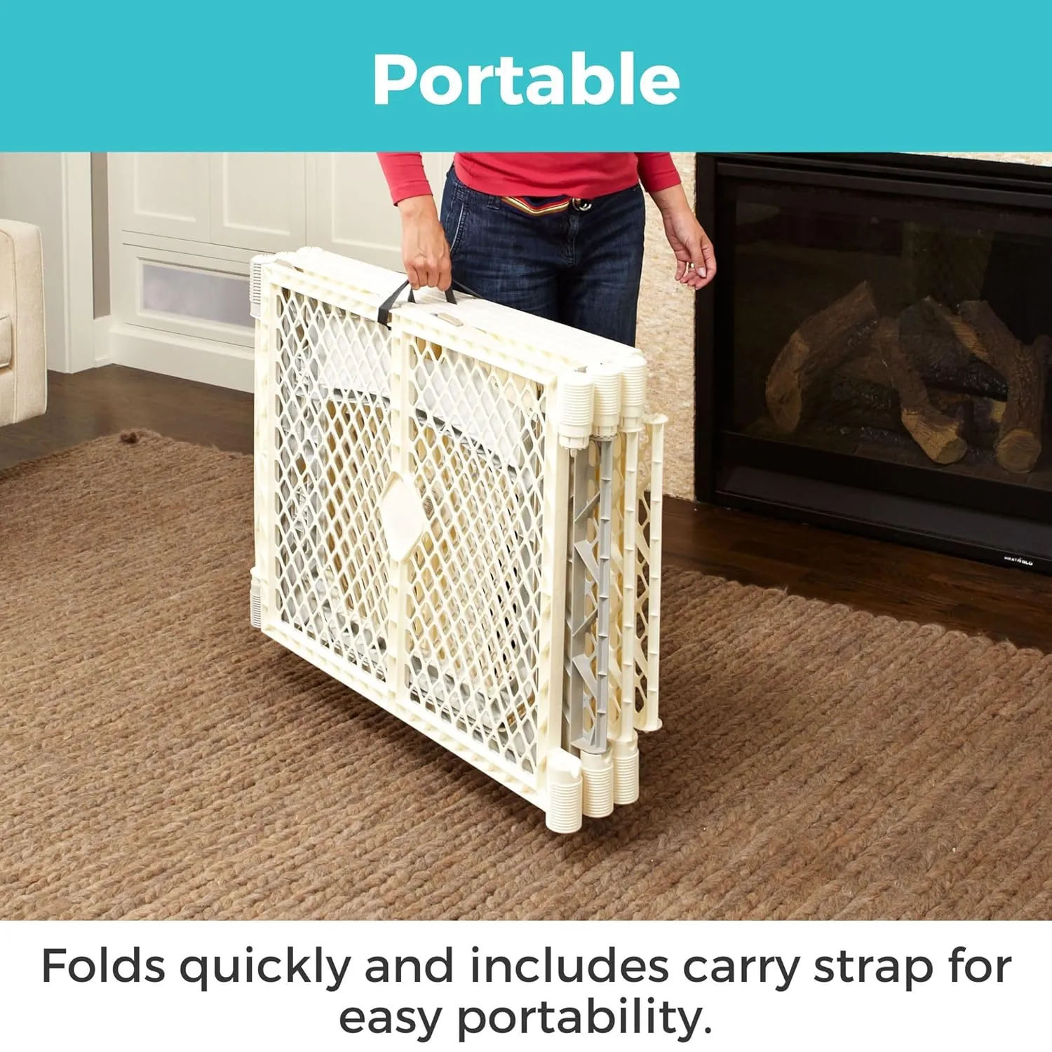 Toddleroo by North States - Superyard Ultimate Play Yard: Freestanding 6-Panel Baby Playpen with Door - Indoor or Outdoor Use - Made in USA - Encloses Up to 18.5 Square Feet - 26 Inches Tall - Ivory