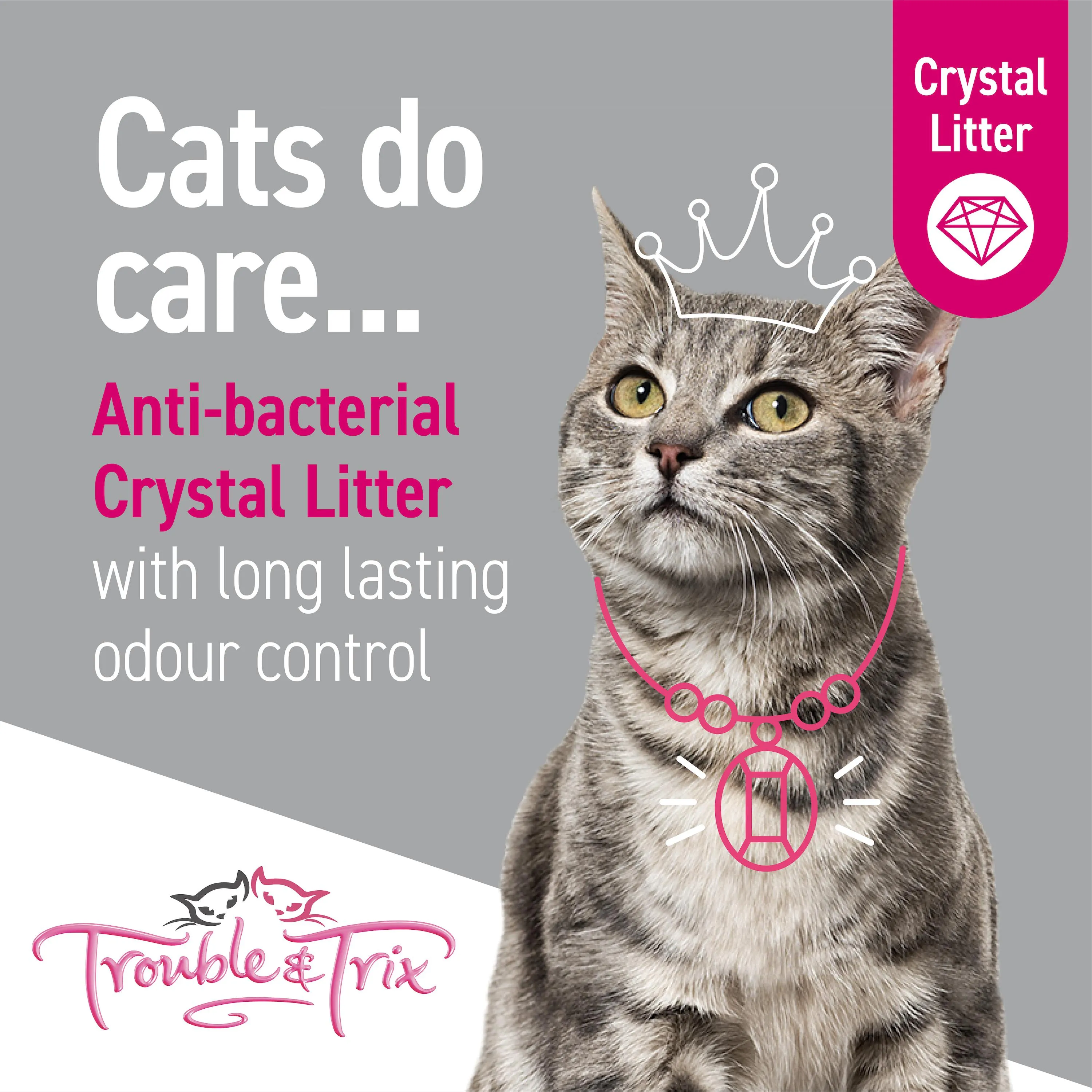 Trouble and Trix Odour Neutralising Anti-Bacterial Crystal Cat Litter 15L/6.4Kg^^^