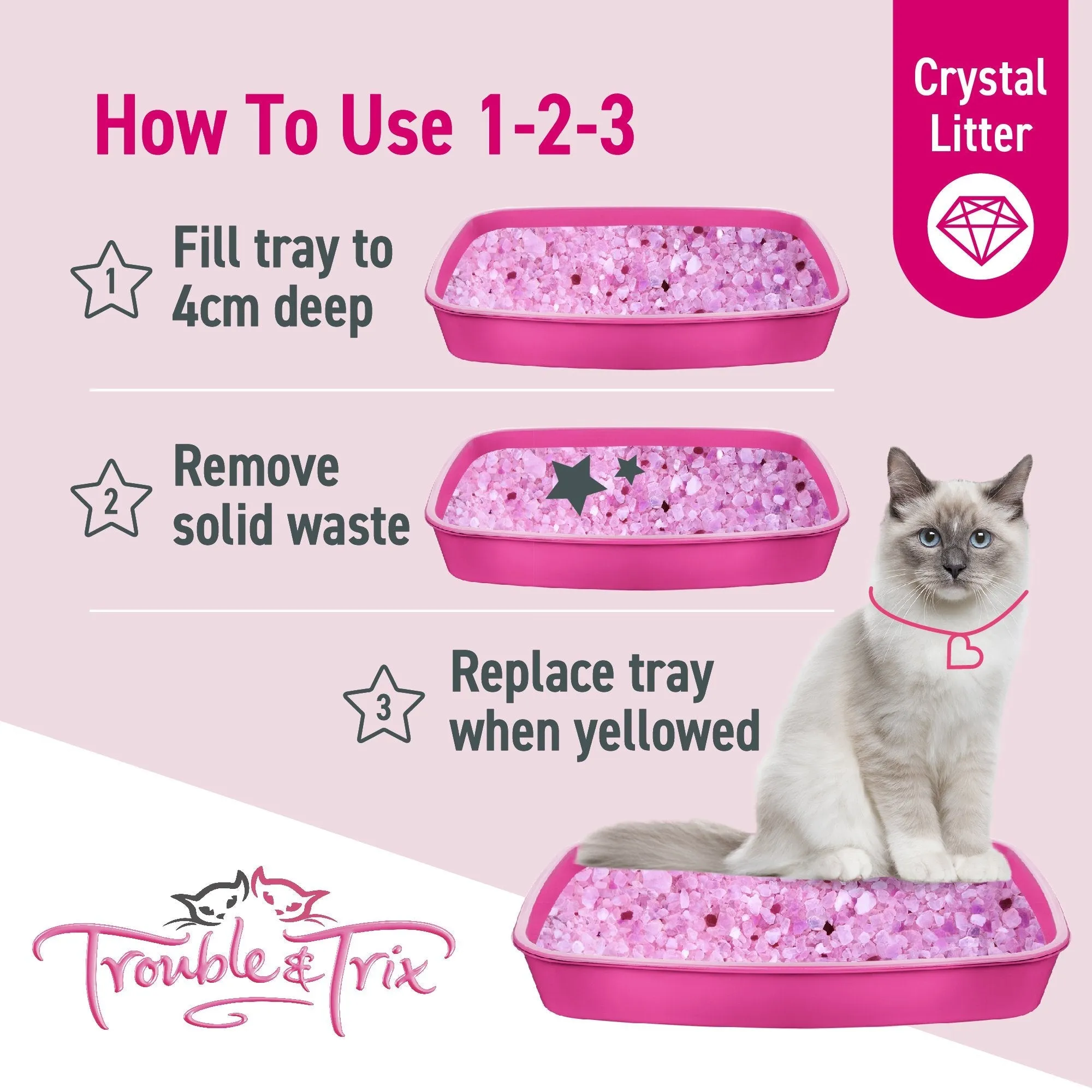 Trouble and Trix Odour Neutralising Anti-Bacterial Crystal Cat Litter 15L/6.4Kg^^^