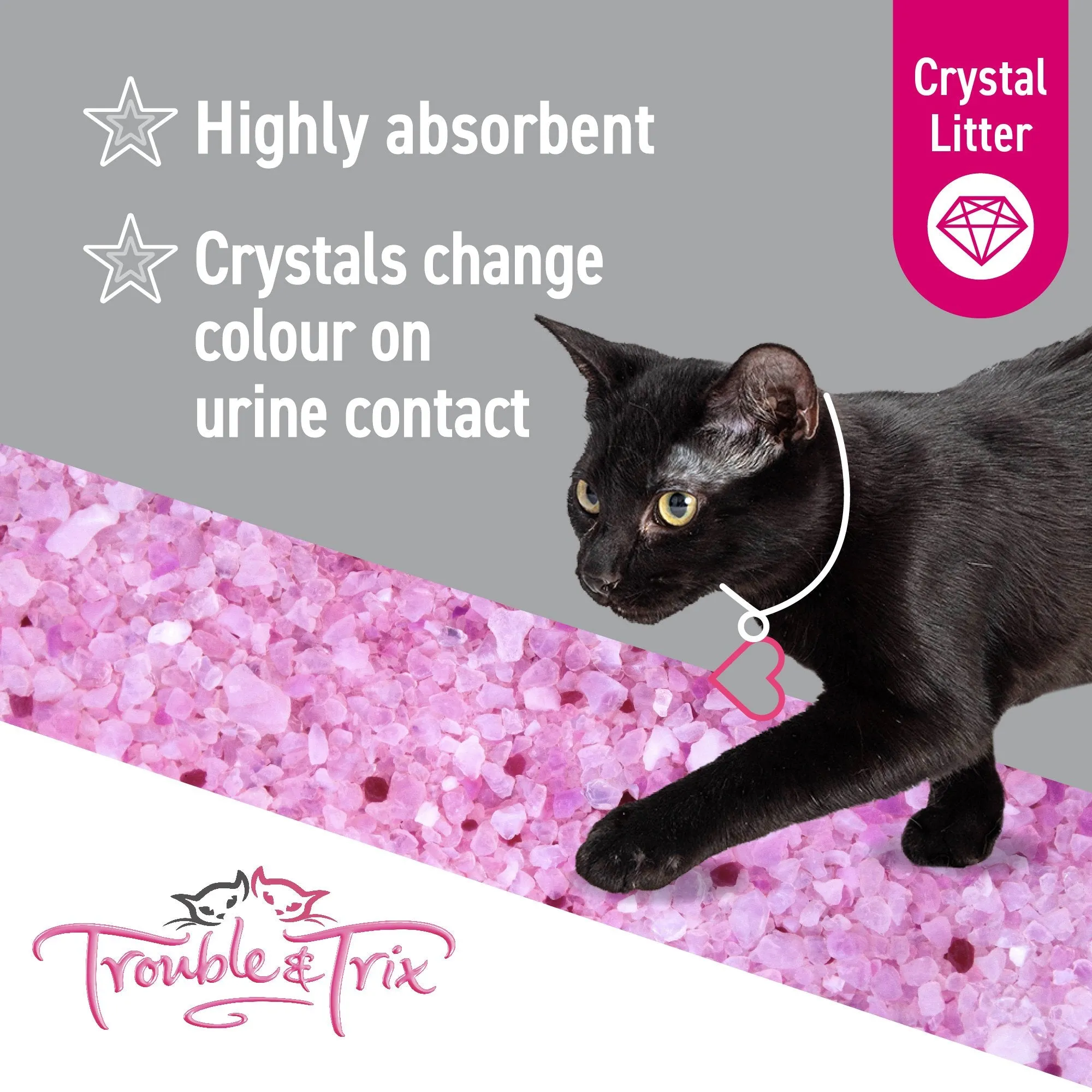 Trouble and Trix Odour Neutralising Anti-Bacterial Crystal Cat Litter 15L/6.4Kg^^^