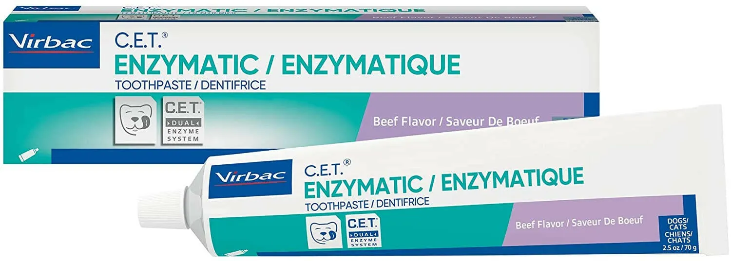 Virbac C.E.T. Enzymatic Toothpaste for Dogs & Cats, 2.5 oz - Beef Flavor