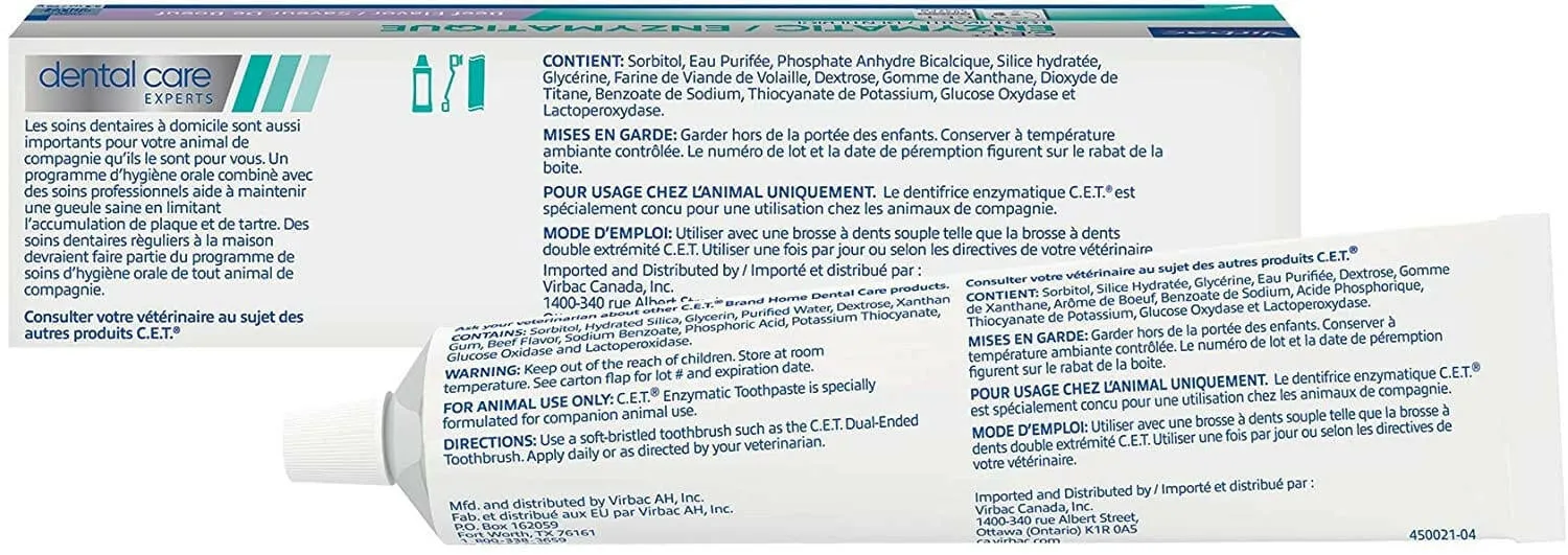 Virbac C.E.T. Enzymatic Toothpaste for Dogs & Cats, 2.5 oz - Beef Flavor