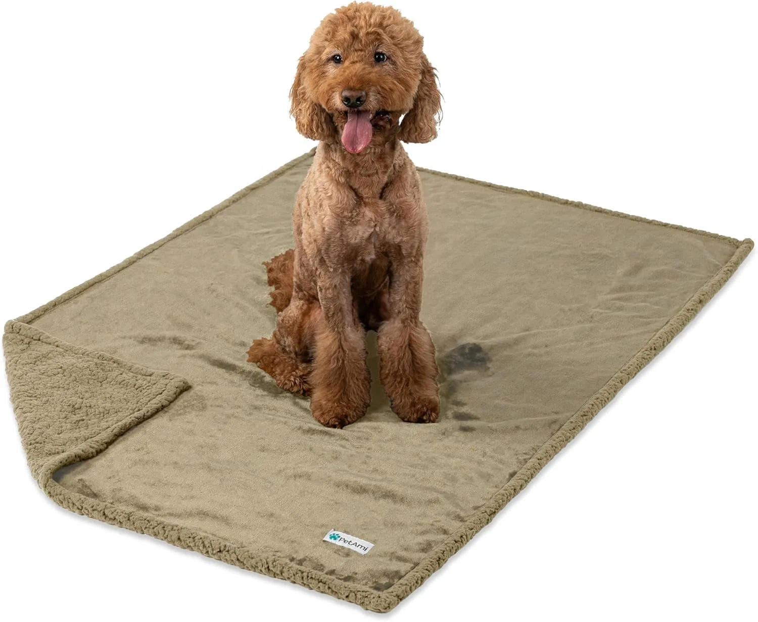 Waterproof Dog Blanket for Bed, Couch, Sofa | Waterproof Dog Bed Cover for Large Dogs, Puppies | Sherpa Fleece Pet Blanket Furniture Protector | Reversible Microfiber