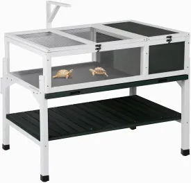 Wooden Tortoise Enclosure w/Shelf Storage, Indoor & Outdoor Tortoise Habitat, Easy Cleaning & Ventilation Design, Universal Turtle Cage for Reptile, 39" L x 24" W x 42" H