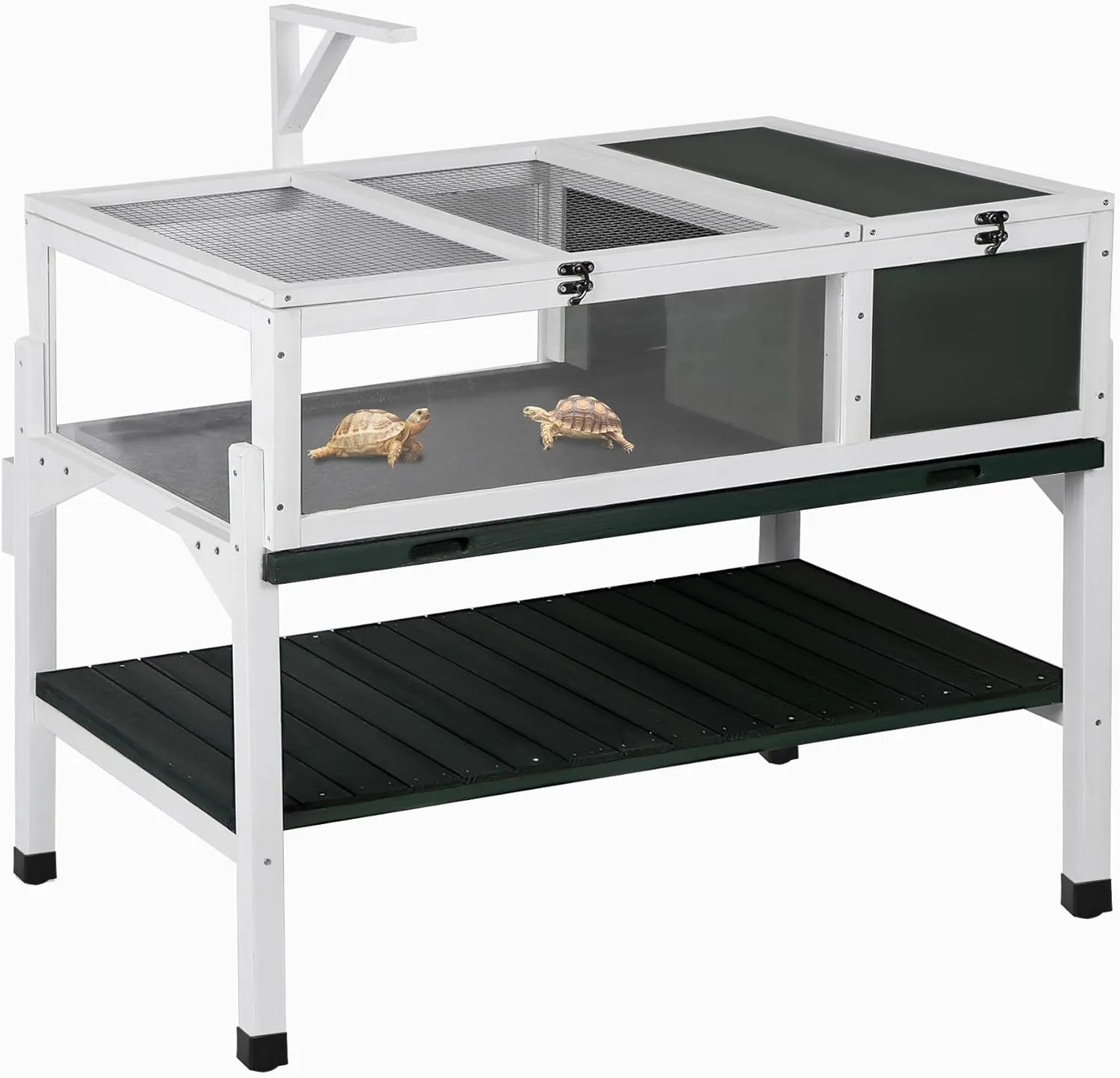 Wooden Tortoise Enclosure w/Shelf Storage, Indoor & Outdoor Tortoise Habitat, Easy Cleaning & Ventilation Design, Universal Turtle Cage for Reptile, 39" L x 24" W x 42" H