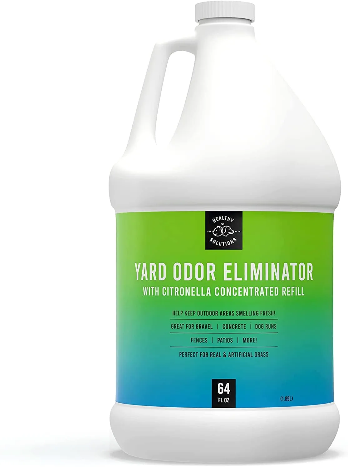 Yard Odor Eliminator for Dogs Plus Citronella - Outdoor Yard Deodorizer for Dog Urine & Poop - 64 fl oz Refill Eliminates Smell from Lawn and Yard - Use on Grass, Patios, Gravel, Concrete & More